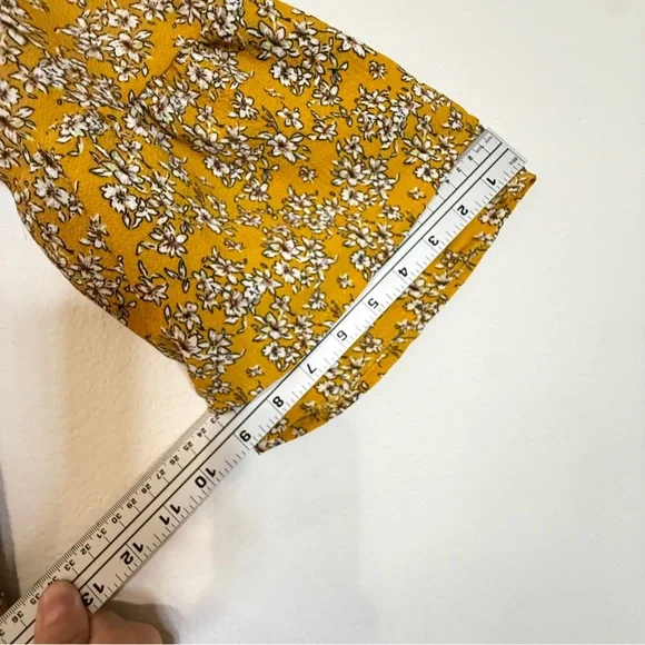 Belongsci Mustard Floral Mini Dress – Boho-Chic Sunshine Style (Size S) - Picture 11 of 16